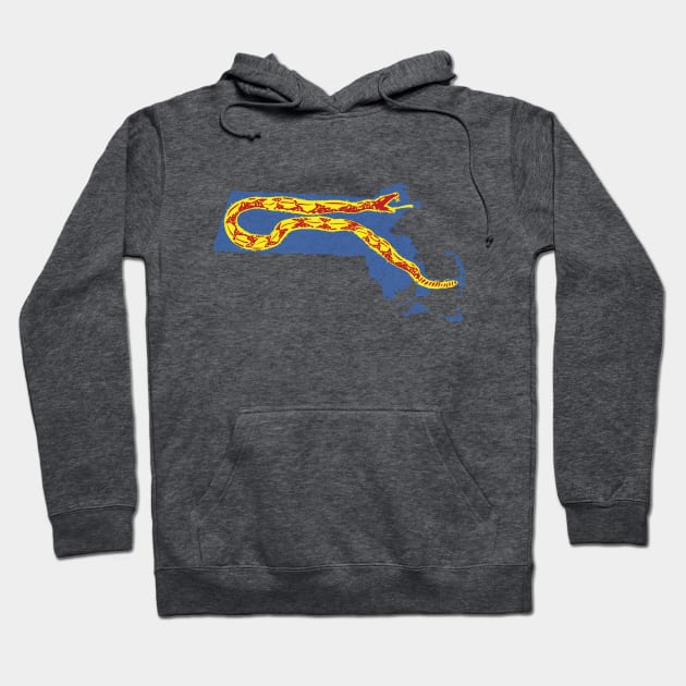 Massachusetts Gadsden snake Pattern Hoodie by pelagio